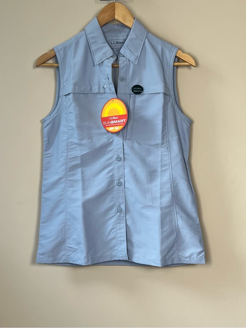 L.L.Bean SunSmart UPF 50+ Sleeveless Fishing Hiking Shirt NWT XS
